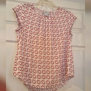 💥SALE💥Liz Claiborne, Small Women's Geometric Design Top, Red, Tan, White